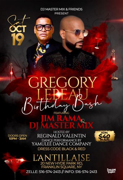 BUY TICKET FOR GREGORY LEBEAU'S BIRTHDAY BASH FEATURING JIM RAMA